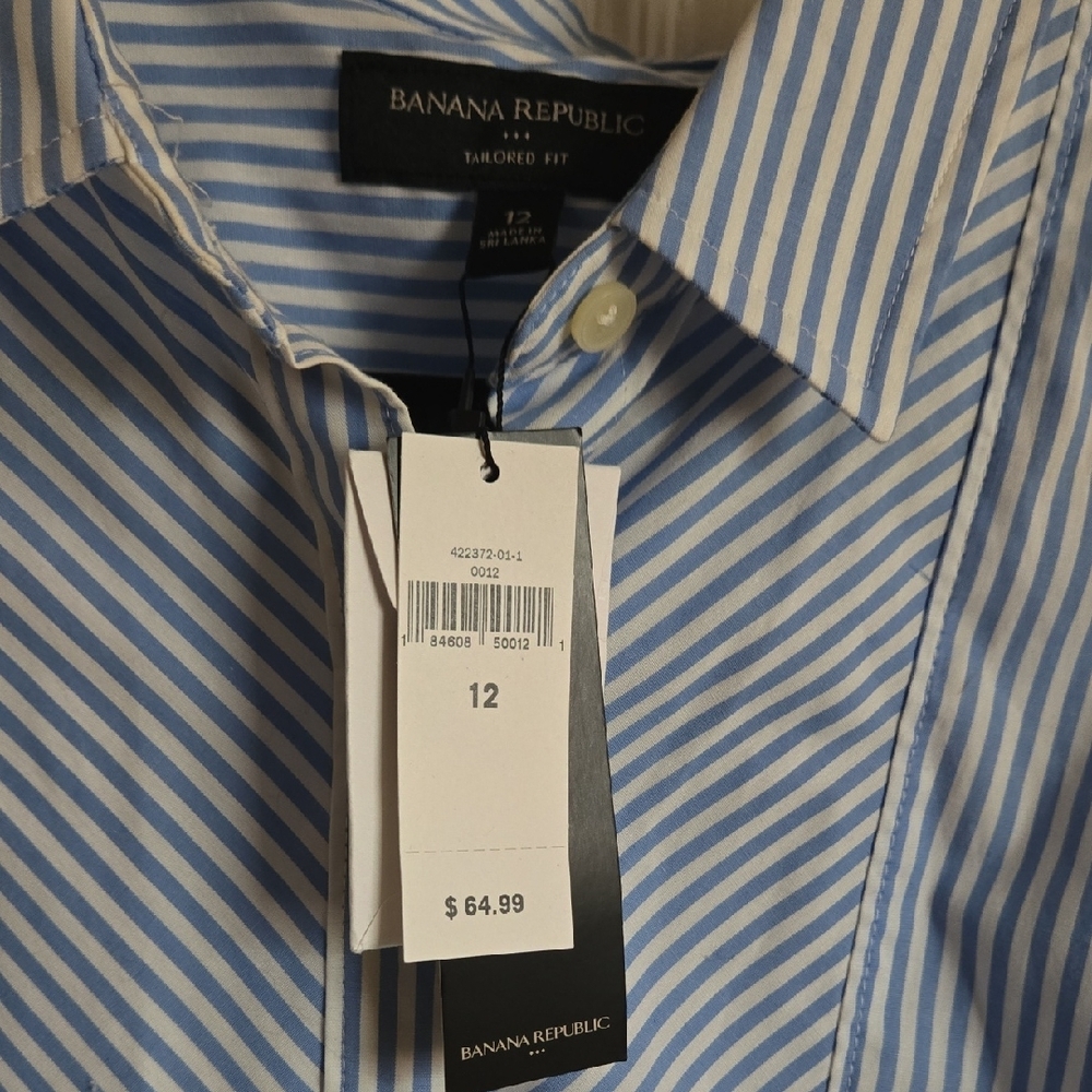 Banana Republic Blue and White Striped Shirt - Picture 3 of 5